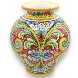 Vaso a Boccia, h 32 x Ø 25 cm ca. ceramica Caltagirone, Multidecoro e Multicolor - Imagen 1 de 1