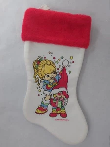 1983 Rainbow Brite White Stocking RARE Red Fur Trimmed Hallmark Twink Polyester - Bild 1 von 12