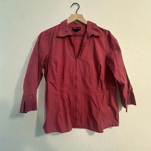 Style And Co Women’s Luxury Top Size 12 Red Half Sleeve And Zip Closure - Picture 1 of 4