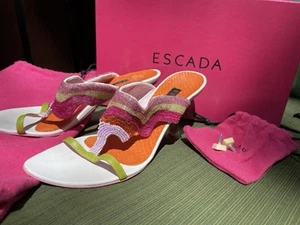 Escada Mika Pink Beaded Sandals Size 6/36 Worn Once - Picture 1 of 5