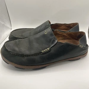 Olukai Herren Moloa Halbschuh Größe 11 Schwarz Leder Wandelbar Slipper Freizeitschuh - Bild 1 von 13