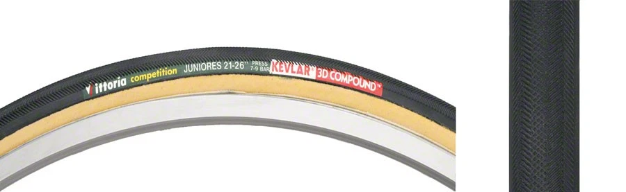 Vittoria Juniores 轮胎 - 650c x 21,管状,折叠,黑色/棕色,220tpi — 第 1/1 张图片