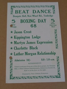 Jason Crest/.Kippington Lodge 1968 Dowgate Hall, Tonbridge Handbill - Picture 1 of 1
