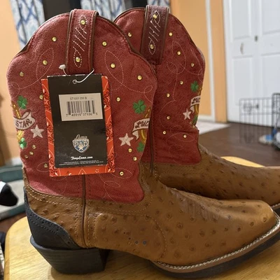 Tony Lama "Lucky Star" Western Vaquera Avestruz Botas ST1005 Mujer Talla 9 B Foto 1 de 4