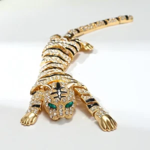 Damen Herren übertriebene Tiger Brosche, große Luxus Strass Tier Anstecknadel Schmuck - Bild 1 von 14