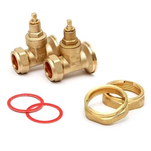 22mm Central Heating Pump Valves (2 Pack) Brass, Gate Valve Type, With Washers. - Picture 1 of 7