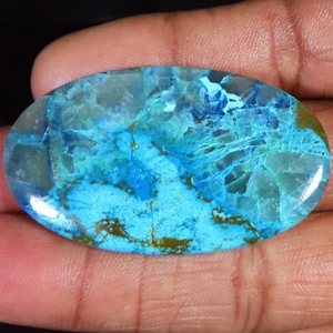 75,00 ct unbehandelter AZURIT ovaler Cabochon 29x50x5 mm Heil Edelstein R233-45 - Bild 1 von 3