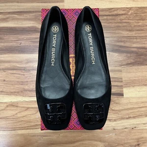 Pisos de ballet Tory Burch Georgia punta cuadrada negros perfectos 9M para mujer EE. UU. - Imagen 1 de 5