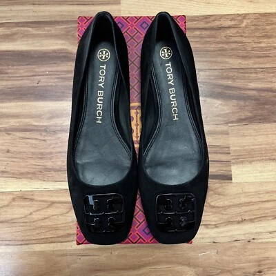 Pisos de ballet Tory Burch Georgia punta cuadrada negros perfectos 9M para mujer EE. UU. Foto 1 de 4
