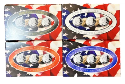 2000 STATE QUARTER FULL SET GOLD-PLATINUM-DENVER-PHILADELPHIA W/BOXES & COA'S - Image 1 of 4