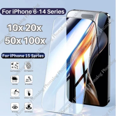 Lot Tempered Glass Screen Protector For iPhone 15 14 13 12 11 Pro Max XS X 8 7 6 - Image 1 of 4