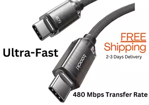 Type C Cable To Type C Fast Charger Braided long 1m, 2m for Samsung, iPhone - Picture 1 of 6