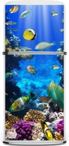Envoltura de puerta de nevera Underwater World, cubierta. Frigorífico congelador superior. Peel n Stick - Imagen 1 de 16