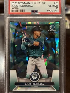 2023 Bowman Chrome Sapphire Julio Rodriguez Aqua Refractor /99  #81 PSA 10 GEM - Picture 1 of 3