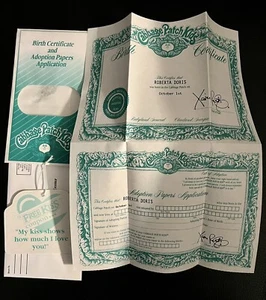 Papeles y etiquetas de muñeca con certificado de nacimiento para niños con parche de repollo - Imagen 1 de 8