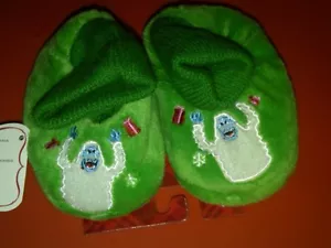 NWT TODDLER GREEN CHRISTMAS SLIPPERS CUFFED FAUX FUR SNOW MONSTER XS 1-2 - Bild 1 von 1