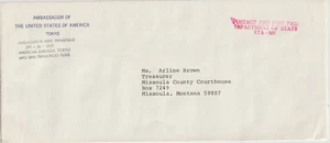 OFFICE OF AMBASSADOR TOKYO MIKE MANSFIELD TO MISSOULA, Free Frank - Picture 1 of 2
