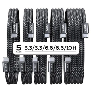 USB C to USB C Cable 5-Pack 1M 2M 3M Fast Charging for iPhone 16 Samsung MacBook - Picture 1 of 8