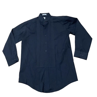 Chaplin Black Tuxedo Dress Shirt Men M 36 37 Pleated Front Retro Vintage 90s EUC - Image 1 of 4