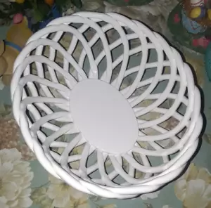 VNTG Williams Sonoma Eucalyptus Stoneware Lrg Woven Bread Basket Fruit Bowl◇MINT - Picture 1 of 7