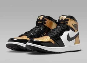 Air Jordan 1 Golf High Gold Toe Men's Shoes Black/Gold/White DQ0660 002 - Picture 1 of 8