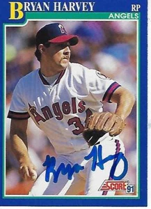 BRYAN HARVEY SIGNED 1991 SCORE #108 - CALIFORNIA ANGELS - Picture 1 of 1