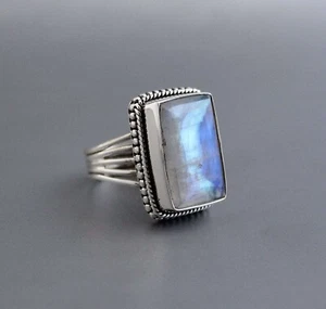 Moonstone Ring 925 Sterling Silver Ring Handmade Gemstone Ring Women's Ring - Picture 1 of 3
