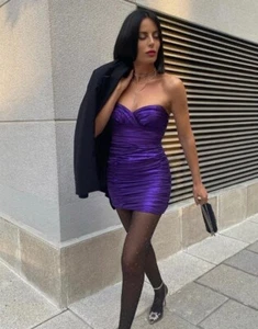 Zara Draped Dress Sweetheart Neckline Size S Bnwt - Picture 1 of 7