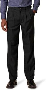 Essentials Men's Classic-Fit Expandable-Waist Pleated Dress Pant, Black, 29 x 30 - Picture 1 of 9