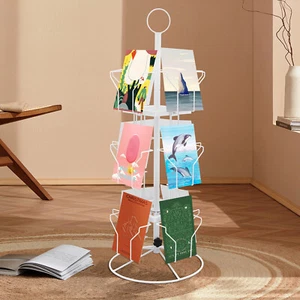 3 Tier Greeting Card Rack Spins 12 Pocket Black Retail Display Rotating Holder - Picture 1 of 12