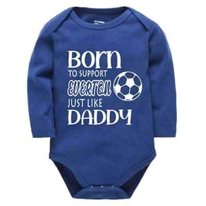 Personalisierter Baby-Body Born to Support Everton Just Like Daddy Fußballfans - Bild 1 von 4