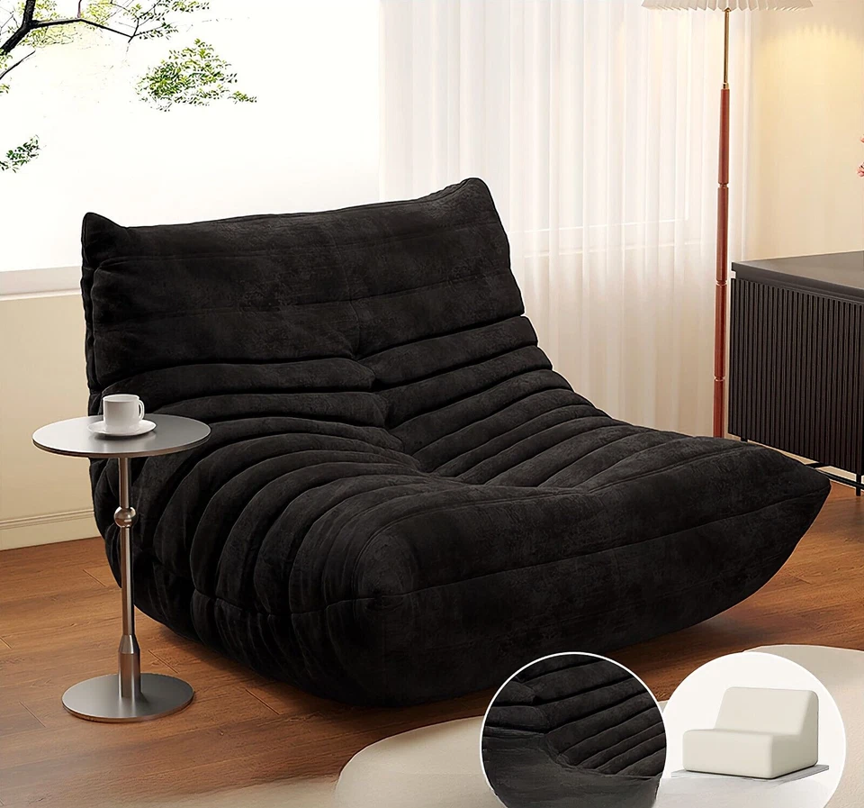Sofá cama SOFA de terciopelo negro estilo nórdico asiento de frijoles piel lujo decoración del hogar Foto 1 de 1