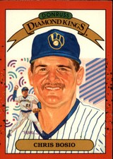 1990 Donruss Milwaukee Brewers Baseball Card #20 Chris Bosio DK
