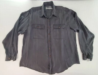 Point Zero Original Concept Men's L Large 100% Silk Shirt MEASURED Gray Nice! - Image 1 of 4