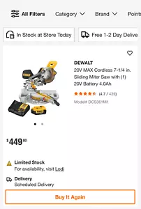 DEWALT 7-1/4'' Cordless Sliding Compound Miter Saw Kit - Picture 1 of 3