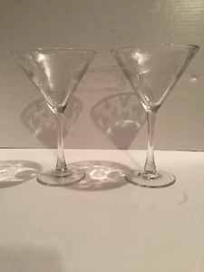 SET OF (2) DISNEY "MICKEY MOUSE" ETCHED 7.5" MARTINI GLASSES - Picture 1 of 6
