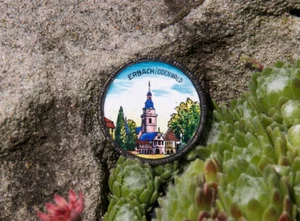 SMALL VINTAGE HAND MADE ENAMEL BADGE # ERBACH ODENWALD GERMANY - Picture 1 of 2