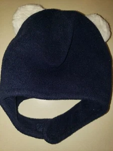 OLD NAVY boys DARK BLUE FLEECE WINTER HAT size 0-6 months EARS cute mom @@ - Picture 1 of 1