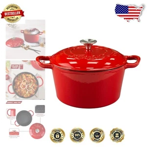 Versatile 4 Quart Cast Iron Dutch Oven - Oven Safe Up to 500°F, Dishwasher Safe - Picture 1 of 8