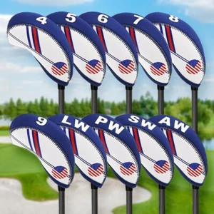 USA 10pc Set 4-LW Neoprene Golf Iron Head Covers TaylorMade Callaway Cobra Ping - Picture 1 of 6