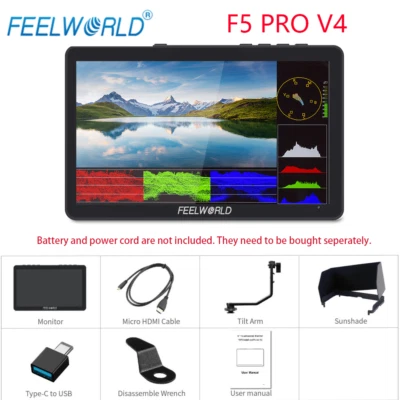FEELWORLD F5 PRO V4 6 inch DSLR Camera Field Monitor Touch Screen 4K HDMI Type C - Image 1 of 4