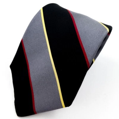 LANDS' END Silk Necktie Black, Gray with Red & Yellow Stripe Short 55.5” x 3.5” - Image 1 of 4