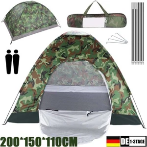 Selbstentfaltendes 1-2 Personen Campingzelt Wurfzelt Zelt Wasserdicht Tarnfarben - Bild 1 von 15