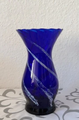 Große Vase Vintage Kobaltglas, Kristallglas mundgeblasen, 27 cm - Bild 1 von 4