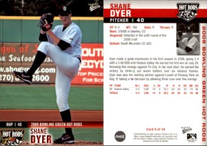 Shane Dyer 2009 MultiAd Bowling Green Hot Rods #9 Card *AutographDen*