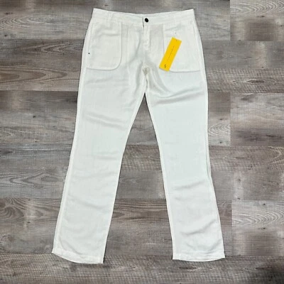 NUEVO CON ETIQUETAS LOLE Winnie Mezcla de Lino Pantalones Blancos Pierna Recta Para Mujer Talla 8 x 33" Foto 1 de 4