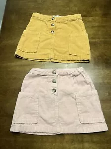 VGUC Lot of 2 Zara Girls Corduroy Button Pocket Skirts Pink & Tan Size 7 - Picture 1 of 6