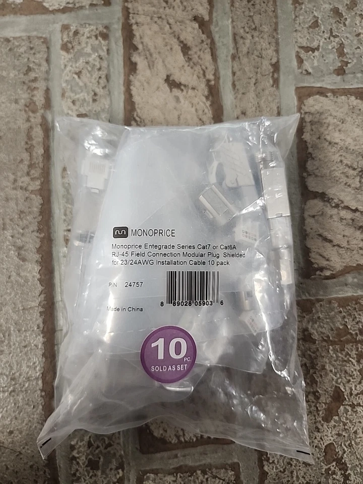 Monoprice Cat7 or Cat6A RJ-45 Field Connection Modular Plug | Shielded, 10 pack - Image 1 of 1
