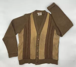 Cardigan Vintage Campus Sportwear Cavo Maglia Tagliato e Cucito Marrone Sm/Med - Foto 1 di 7