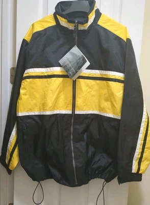 Chaqueta cortavientos North End para hombre negra/dorada/blanca cremallera completa, forrada talla L nueva con etiquetas Foto 1 de 4